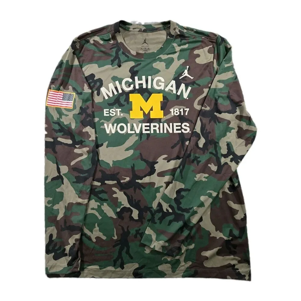 Jordan DriFit Michigan Wolverines Military Appreciation Camo Long Sleeve XL Mens